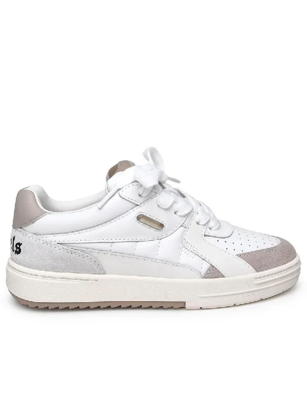 Palm Angels University White Leather Sneakers