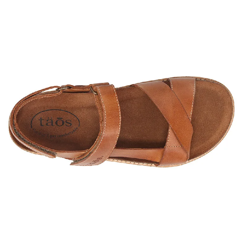 Taos Sideways Caramel Leather Sandal (Women's)