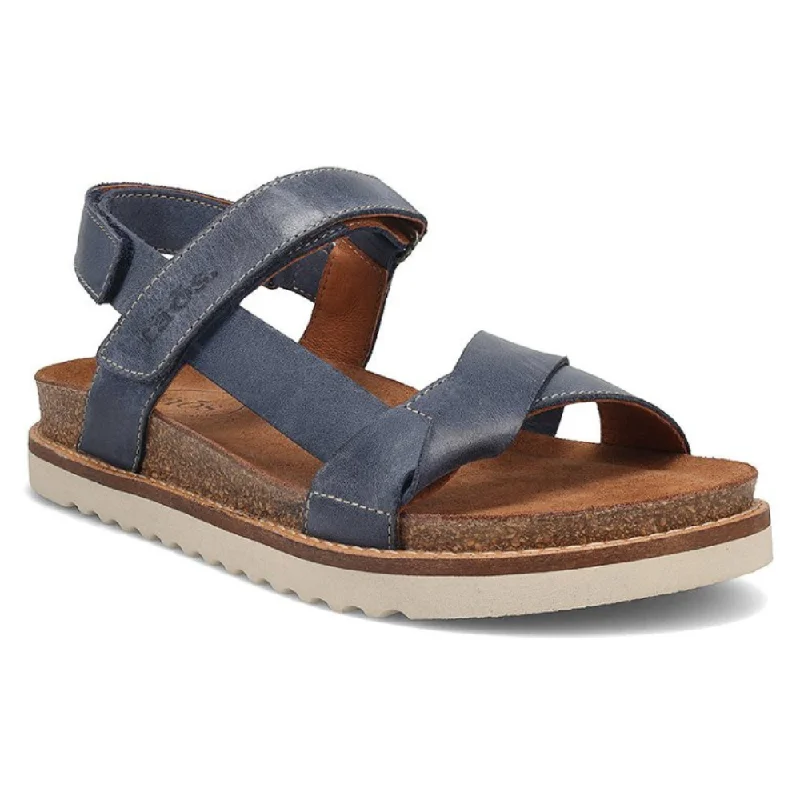 Taos Sideways Dark Blue Leather Sandal (Women's)