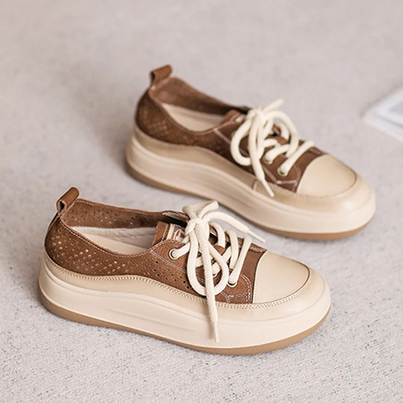 Women Breathable Soft Hollow Leather Casual Shoes