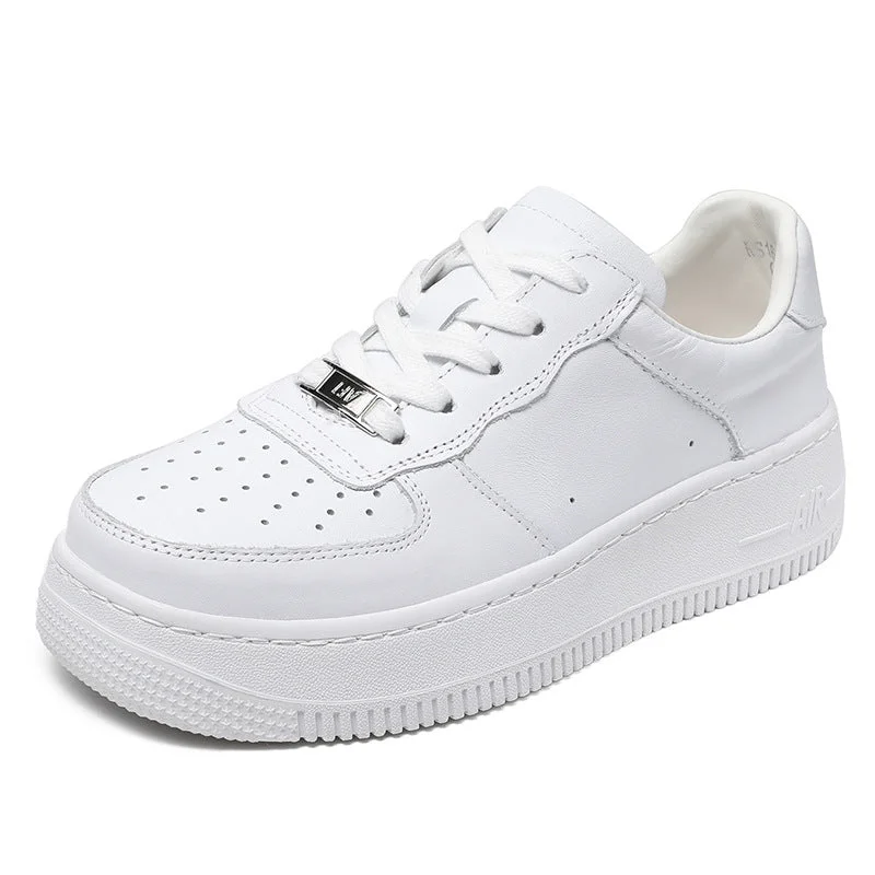 Women Fashion Breathable Leather Casual Skate Shoes