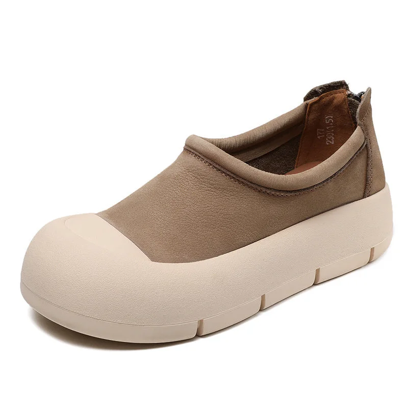 Women Minimalist Leather Thick Soled Casual Shoes