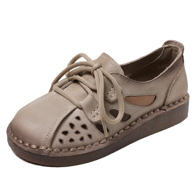 Women Minimalist Summer Hollow Leather Flat Casual Shoes