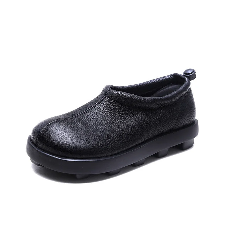 Women Retro Minimalist Leather Lug Sole Casual Shoes