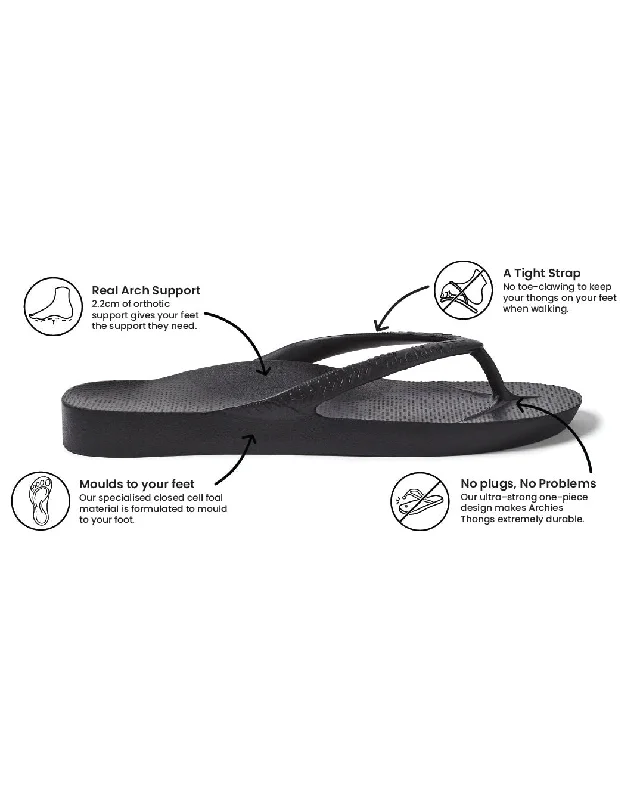 Archies Arch Support Jandals - Black