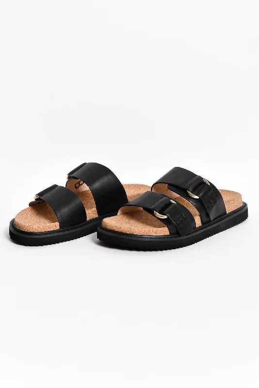 Bambi Black Leather Slide