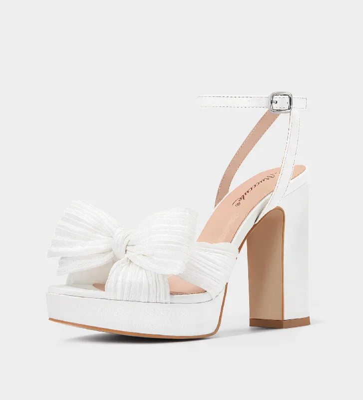 Bow Chunky Heel Platform Sandals