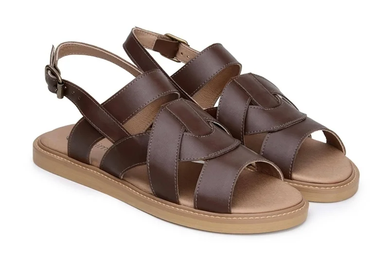 'Camila' vegan-leather sandal by Ahimsa Shoes - cognac