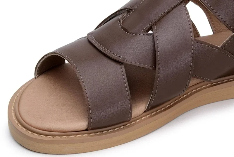 'Camila' vegan-leather sandal by Ahimsa Shoes - cognac