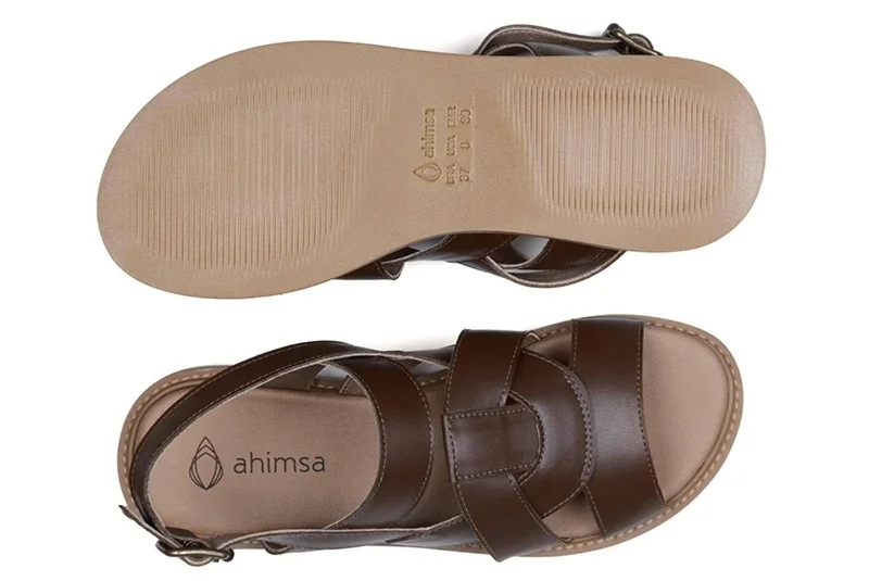 'Camila' vegan-leather sandal by Ahimsa Shoes - cognac