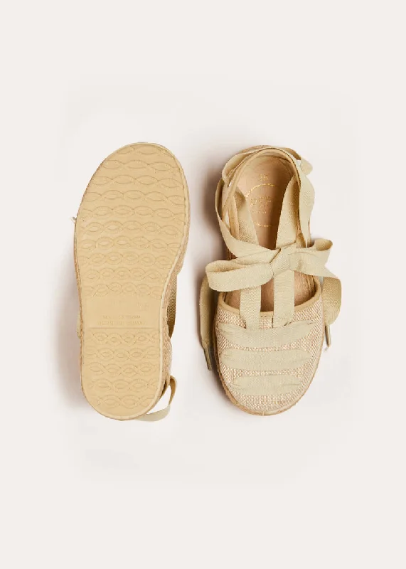 Canvas Tie Detail Espadrilles in Beige (24-34EU)