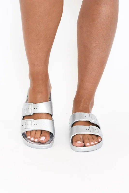 Carter Silver Vegan Slides