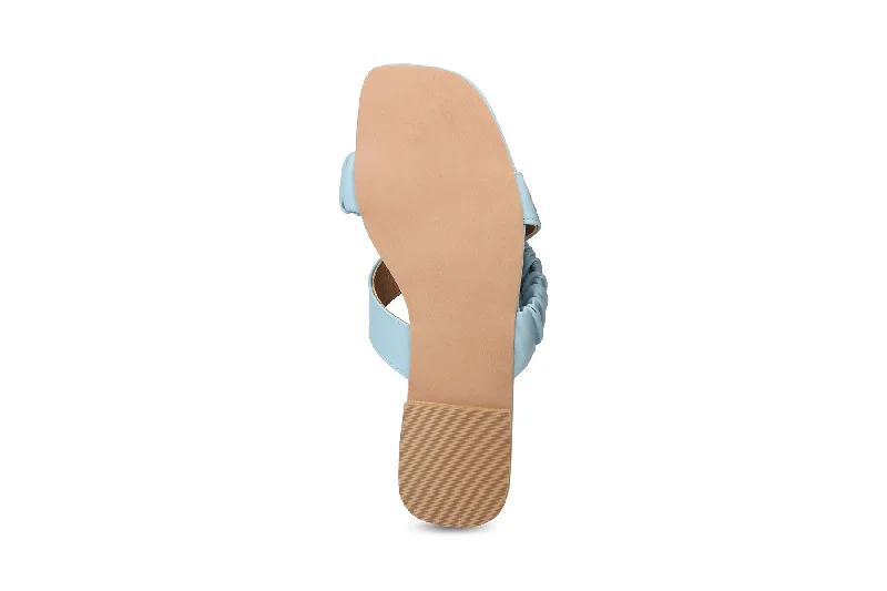 Women Light Blue Slides Flats