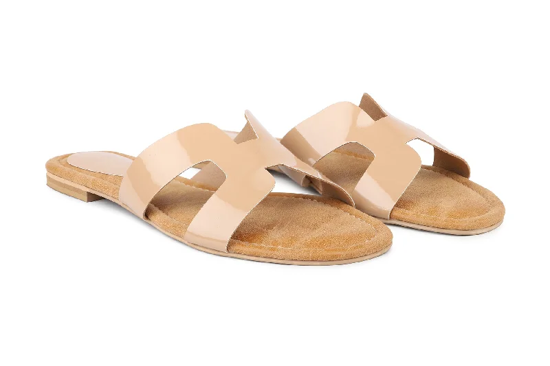 Women Beige Slides Sandals