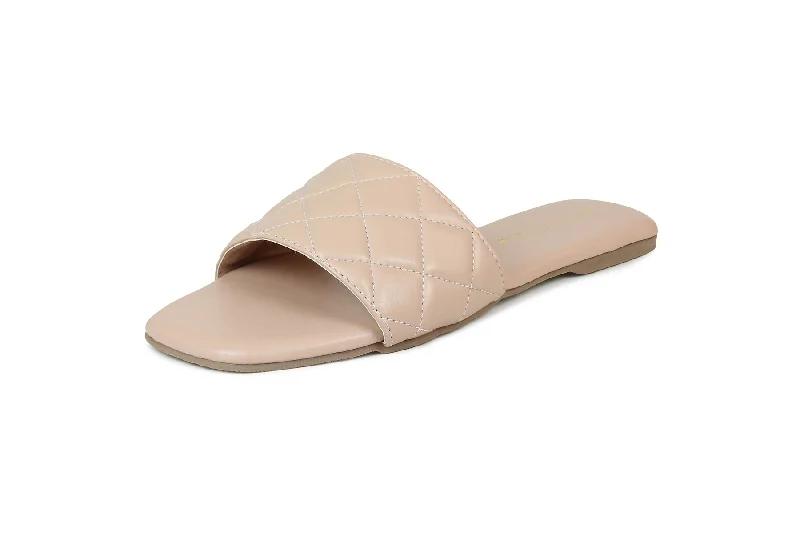 Women Peach Slides Flats