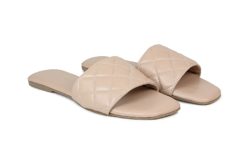 Women Peach Slides Flats