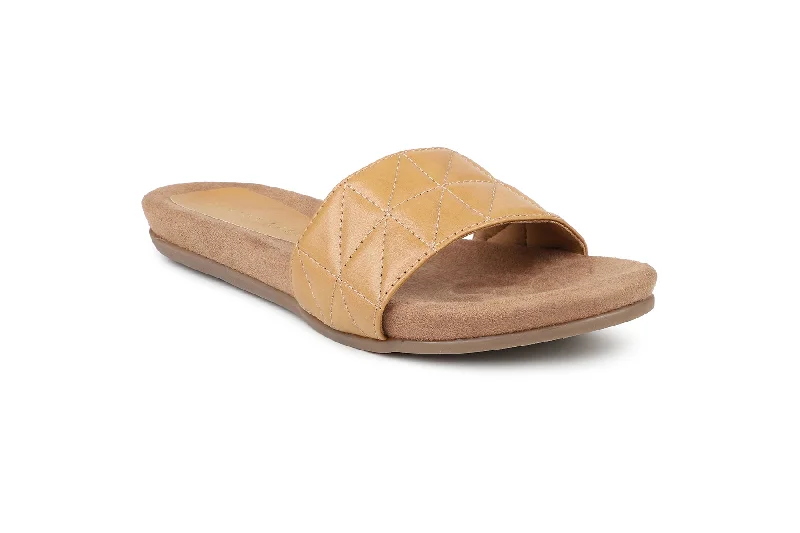 Women Beige Slides Flats