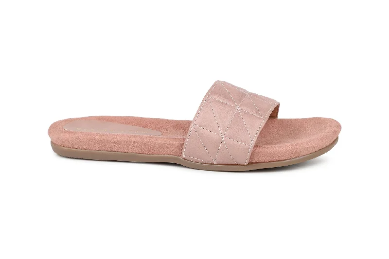 Women Peach Slides Flats