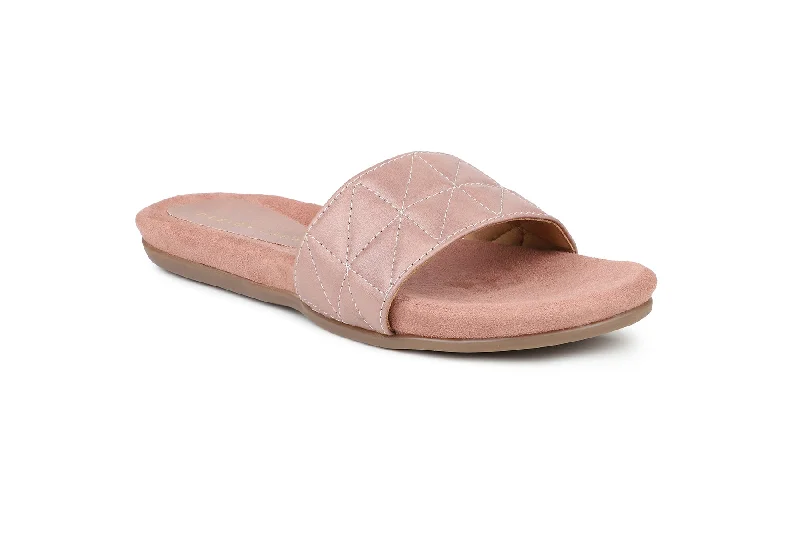 Women Peach Slides Flats