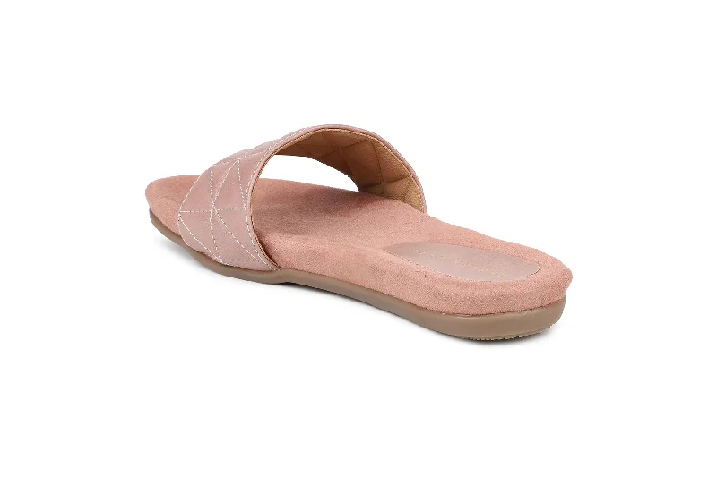 Women Peach Slides Flats