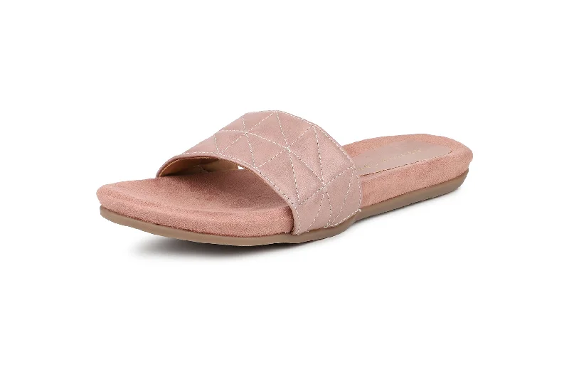 Women Peach Slides Flats