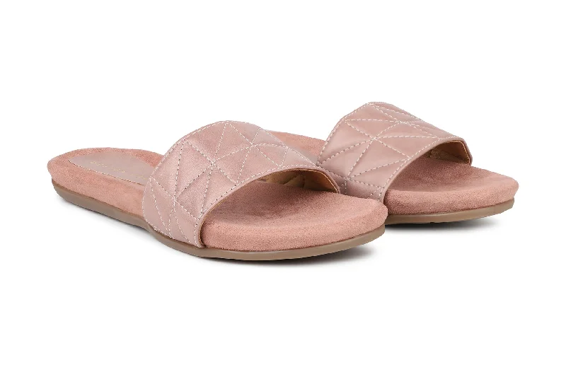 Women Peach Slides Flats