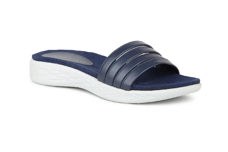 Women Blue Slides Flats