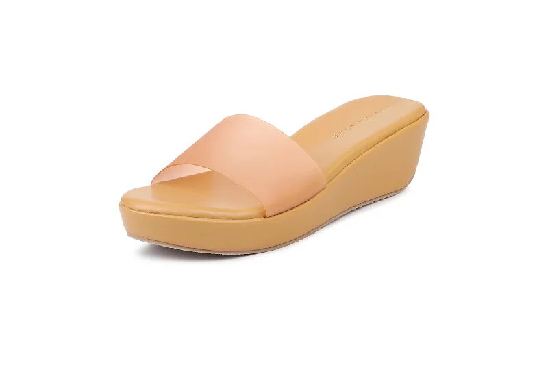 Women Orange Slides Sandals