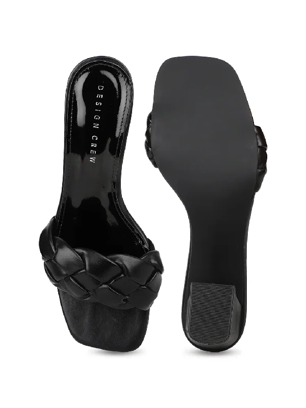 Women Black Slides Sandals