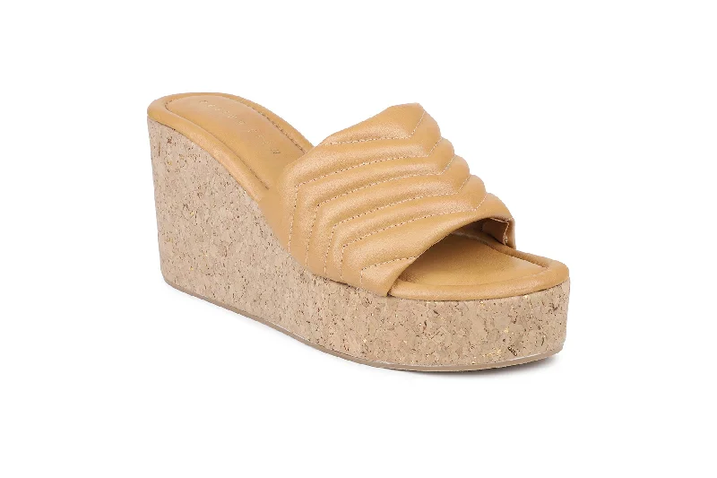 Women Beige Slides Flats