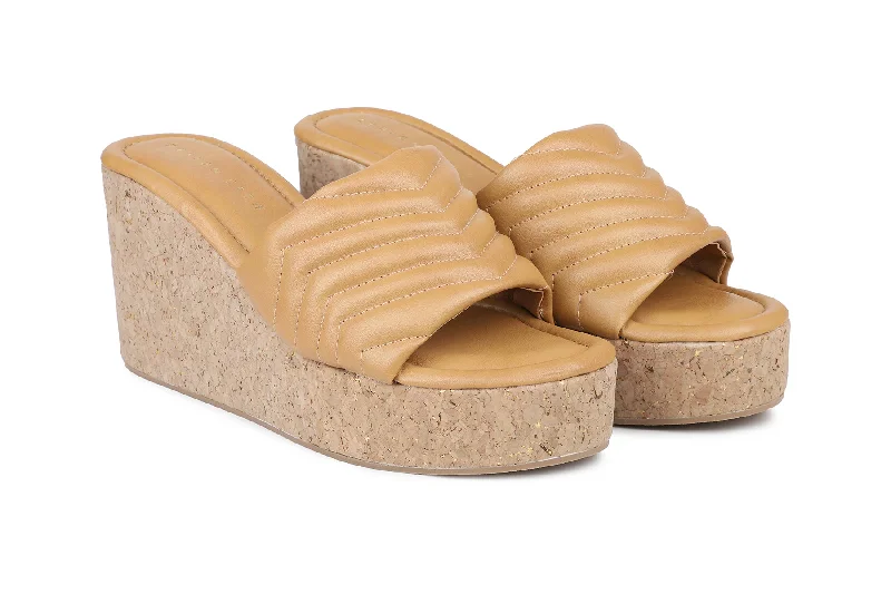 Women Beige Slides Flats