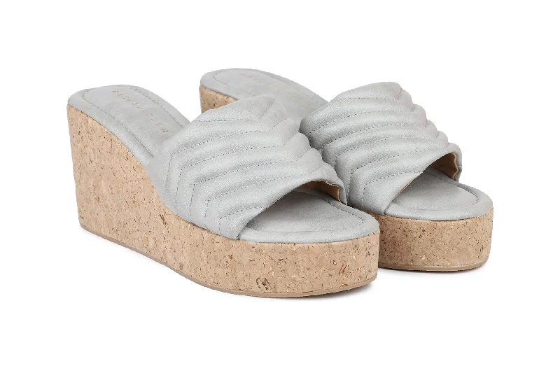 Women Grey Slides Flats