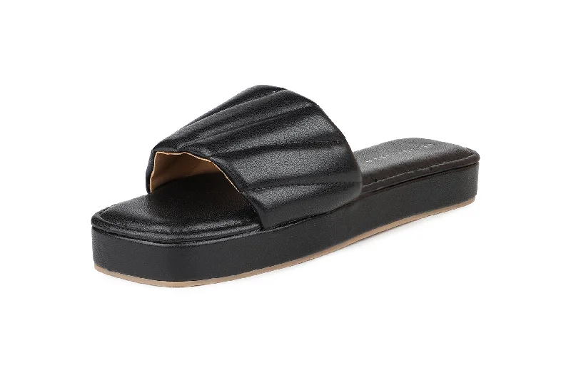 Women Black Slides Flats