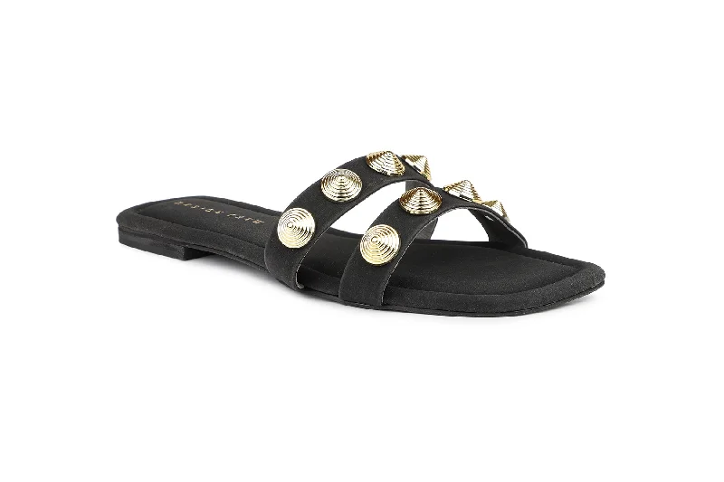 Women Black Slides Sandals