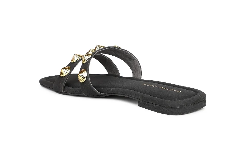 Women Black Slides Sandals