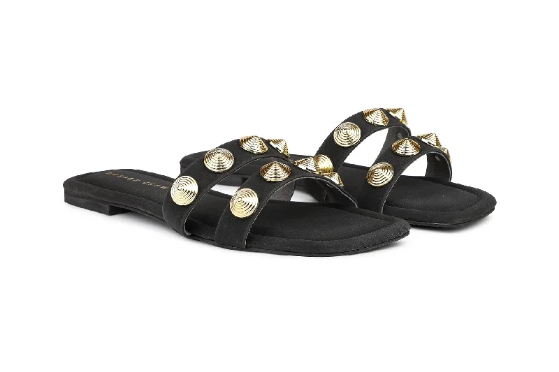 Women Black Slides Sandals