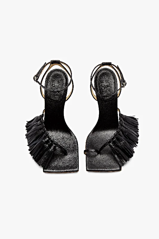 Delta High Tassel Sandal Black