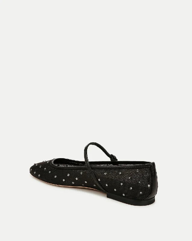 Ellie Mesh Crystal Black Diamond Flat