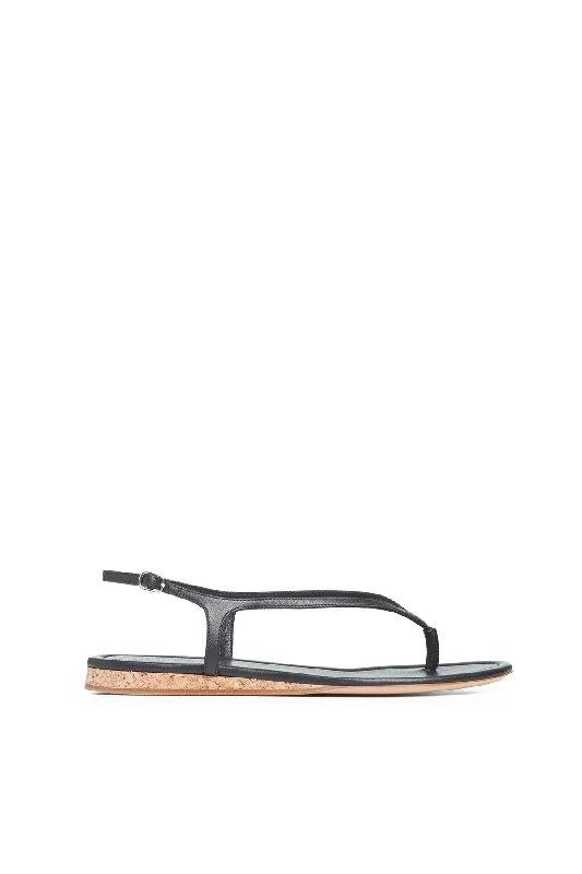 Gia Flat Sandal in Black Leather