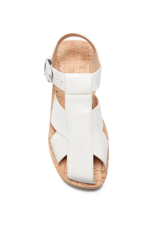 Horatio Flat Sandal in Cream Nappa Leather