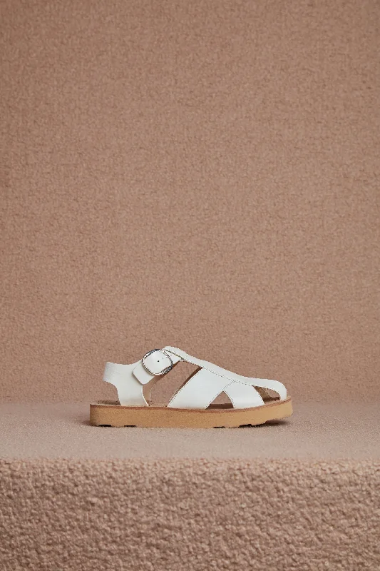 Horatio Flat Sandal in Cream Nappa Leather