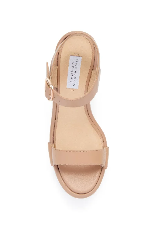 Iris Platform Sandal in Dark Camel Leather