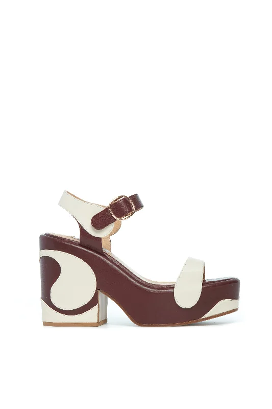 Iris Platform Sandal in Cream Bordeaux Leather