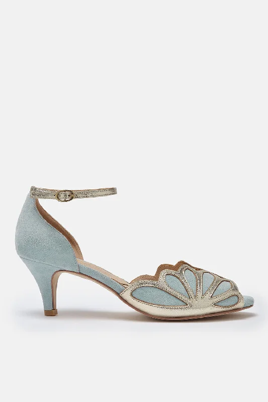 Isadora Blue Suede Art Deco Style Shoes