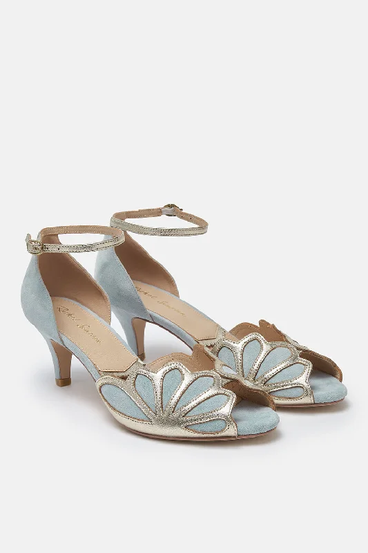 Isadora Blue Suede Art Deco Style Shoes