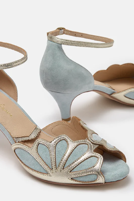 Isadora Blue Suede Art Deco Style Shoes