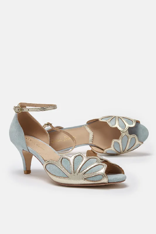 Isadora Blue Suede Art Deco Style Shoes