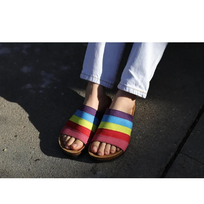 'Jerry' Vegan Leather Slides by Good Guys Don't Wear Leather - Rainbow