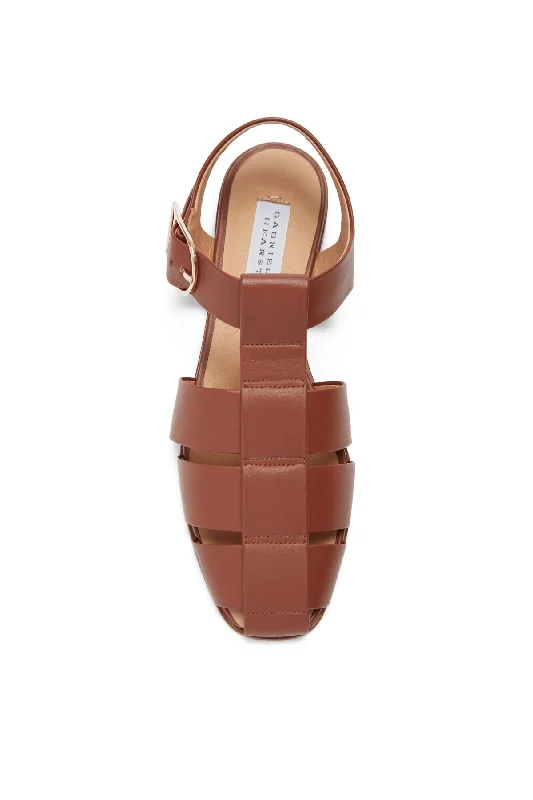 Lynn Flat Sandal in Cognac Leather