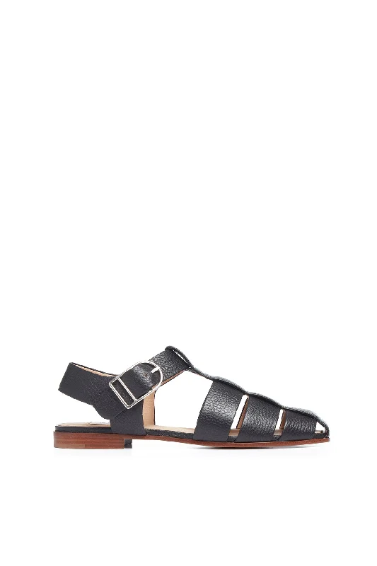 Lynn Sandal in Black Deerskin Leather